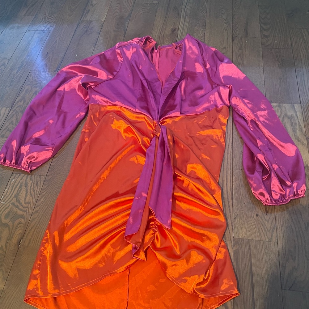 Never worn satin colorful dress